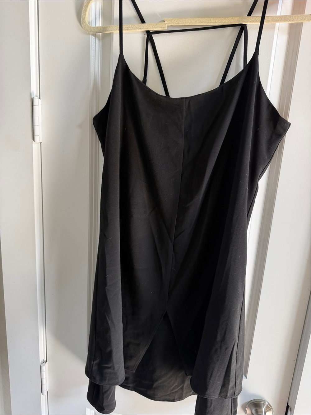 Women's Black Slip Camisole dress- Elegant Strappy Design